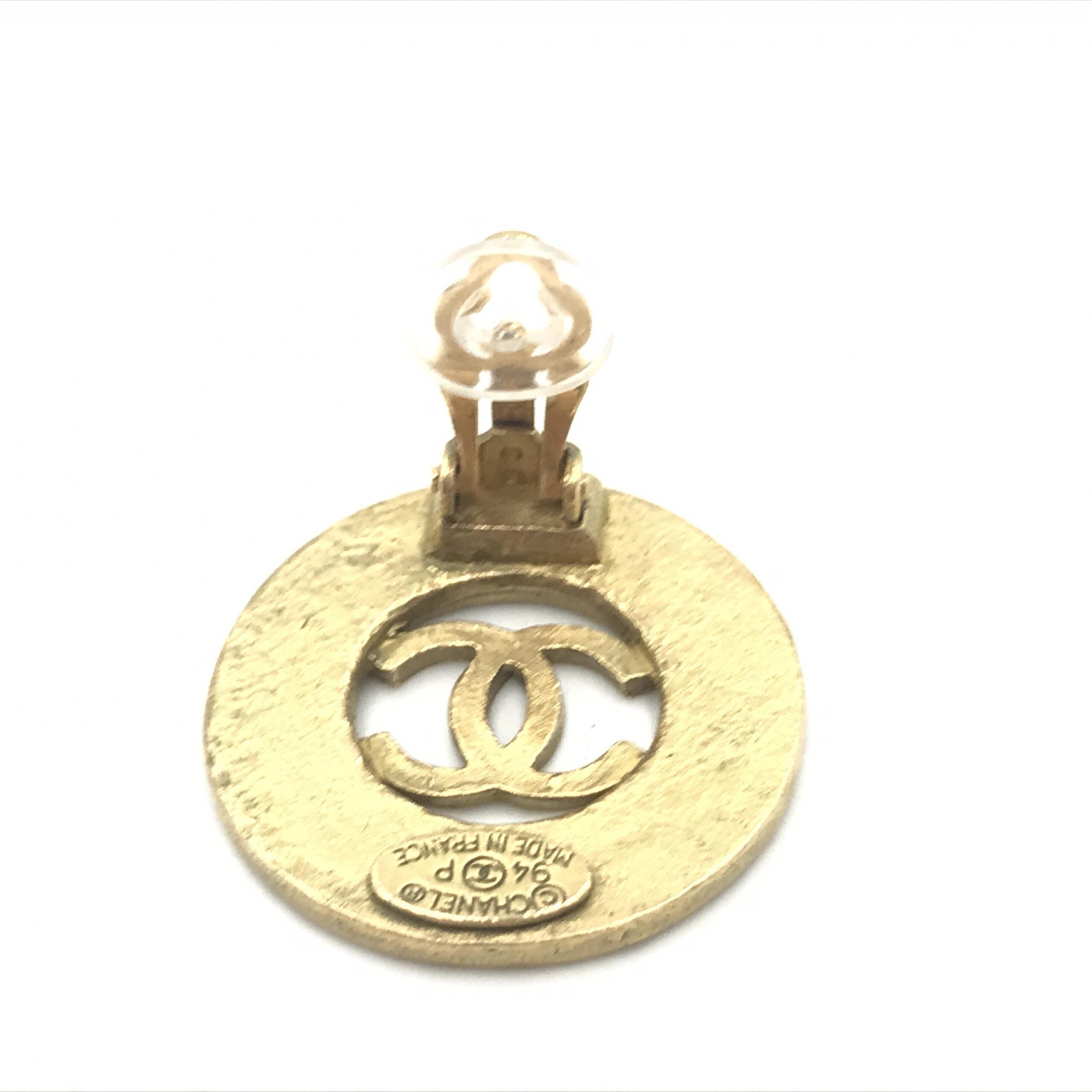 Gold Plated CC Logo Circular Earrings