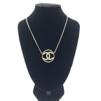 Gold Tone CC Circle Pendant Necklace