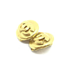 Gold Tone CC Clip-On Earrings