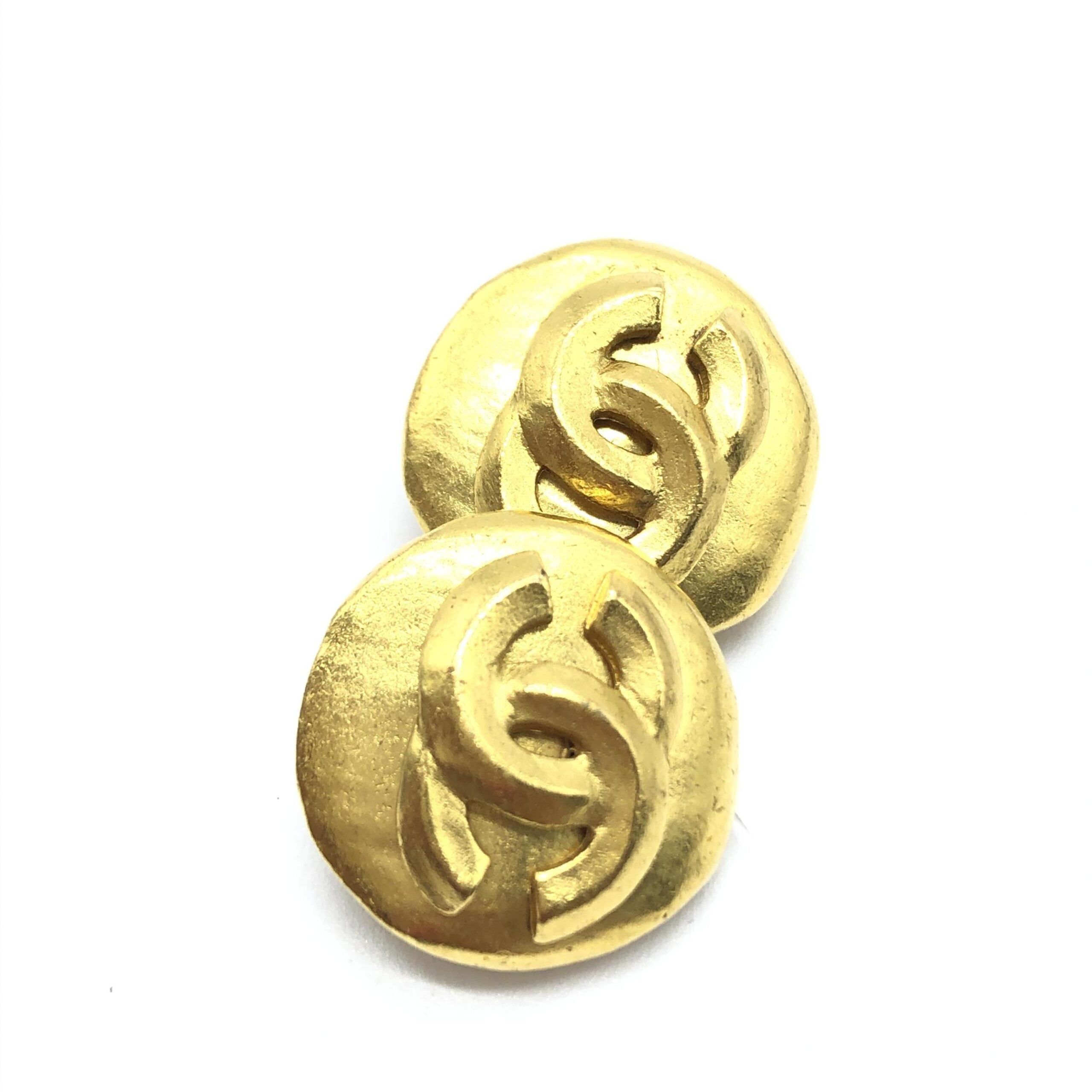 Gold Tone CC Clip-On Earrings