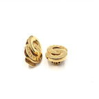 Gold Tone Double Round Motif Earrings