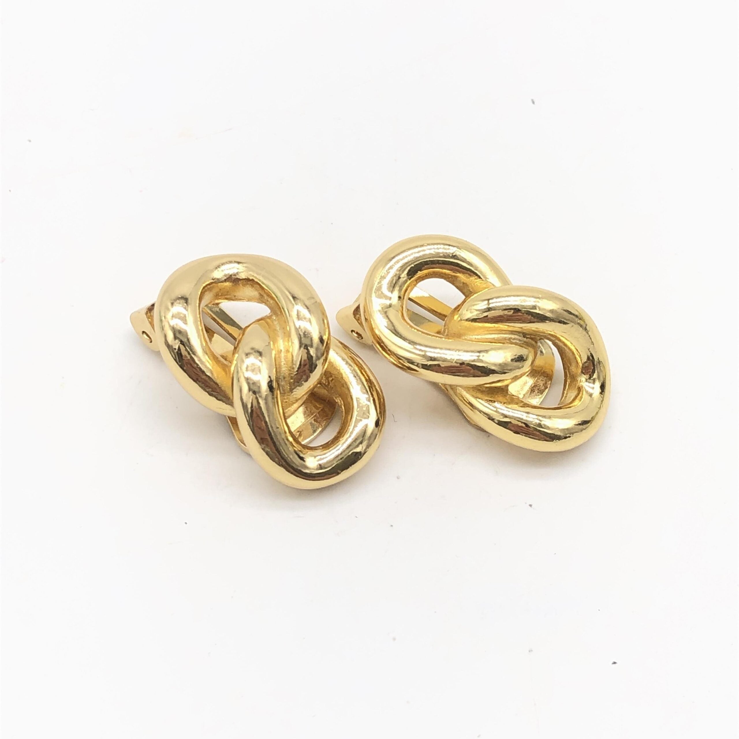 Gold Tone Twisted Chain Clip-On Earrings