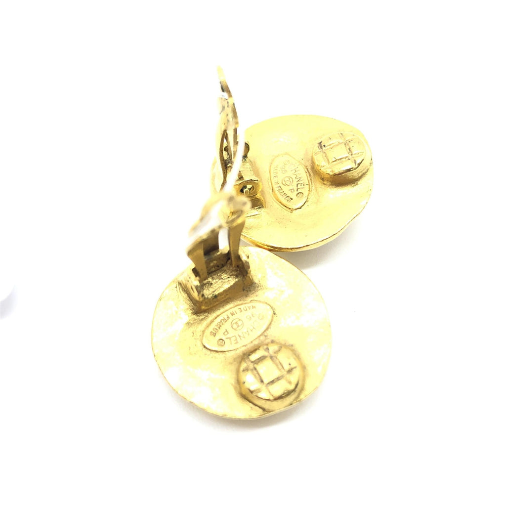 Gold Tone CC Clip-On Earrings