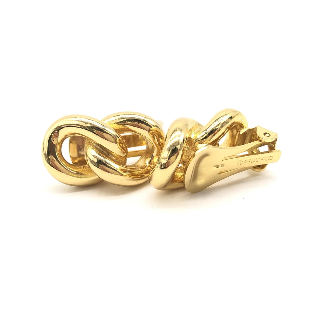 Gold Tone Twisted Chain Clip-On Earrings