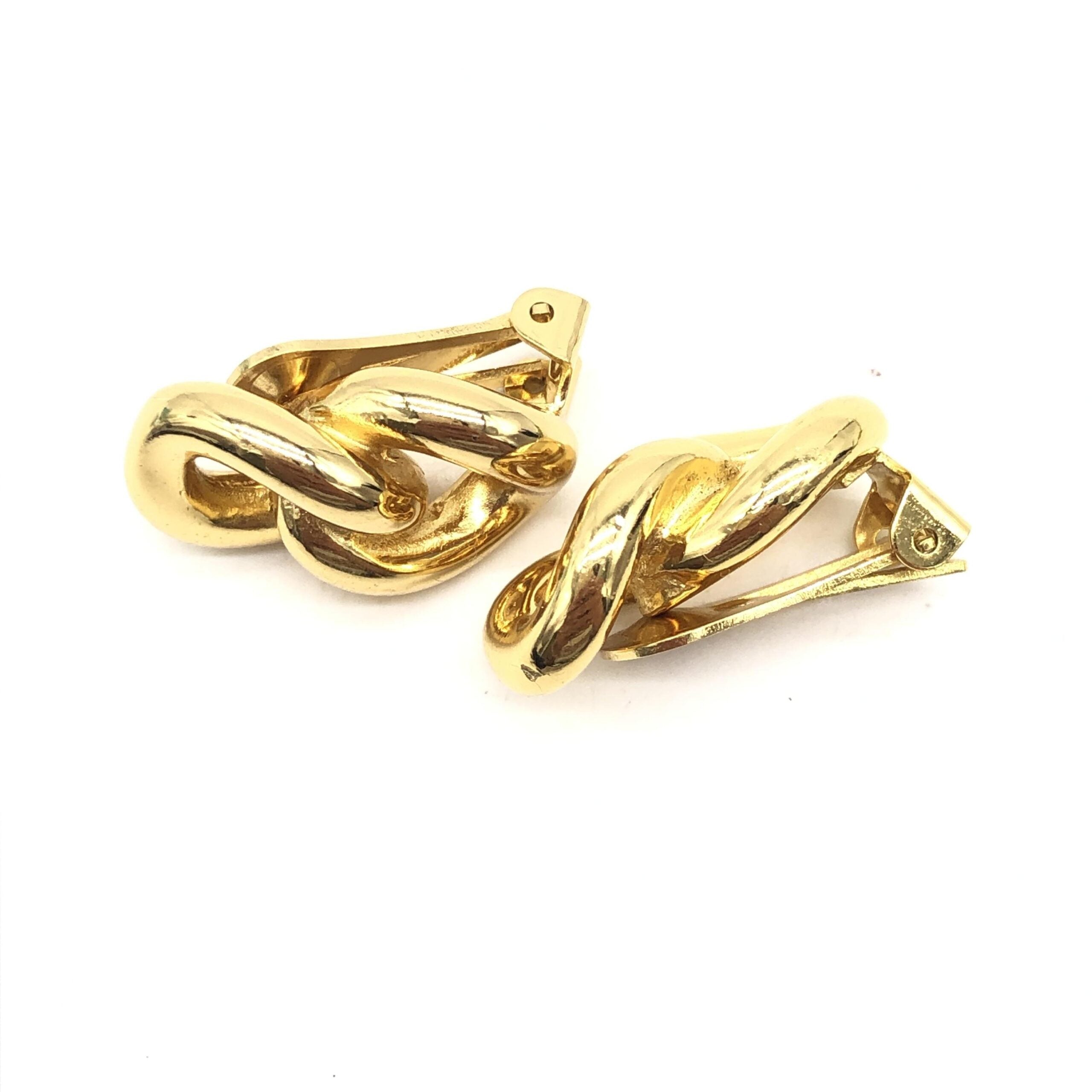 Gold Tone Twisted Chain Clip-On Earrings