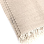 Light Beige Linen Scarf With Fringes
