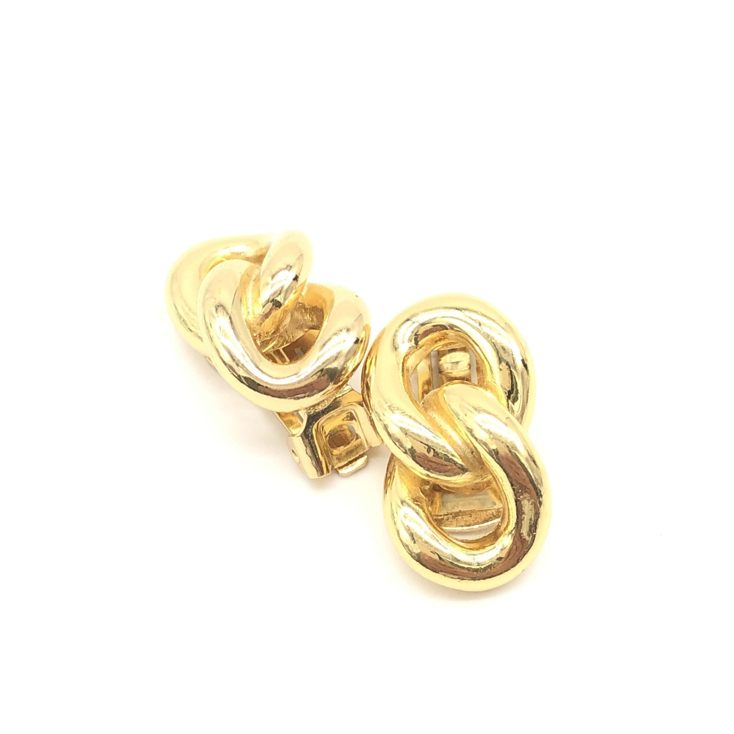 Gold Tone Twisted Chain Clip-On Earrings