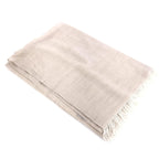 Light Beige Linen Scarf With Fringes