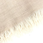 Light Beige Linen Scarf With Fringes