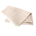 Light Beige Linen Scarf With Fringes