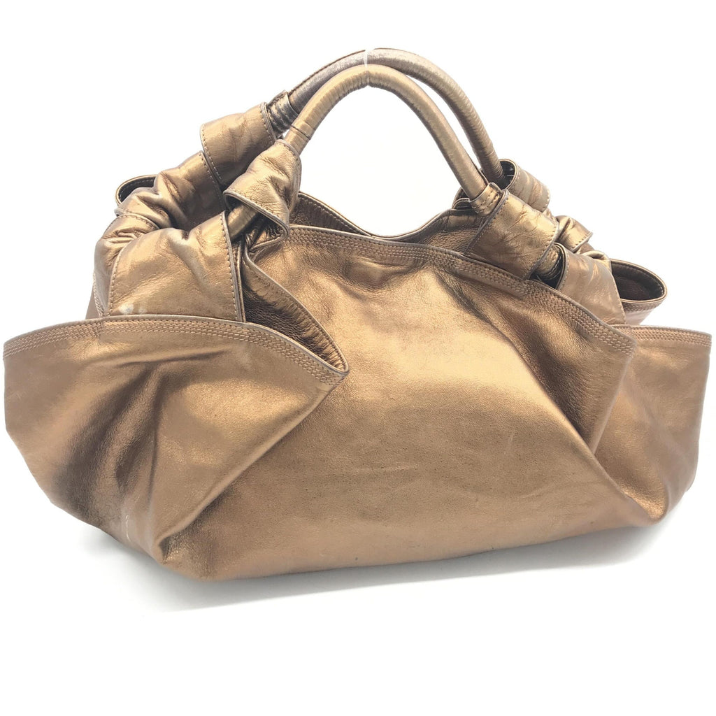 Metallic Bronze Nappa Aire Beige Shoulder Bag