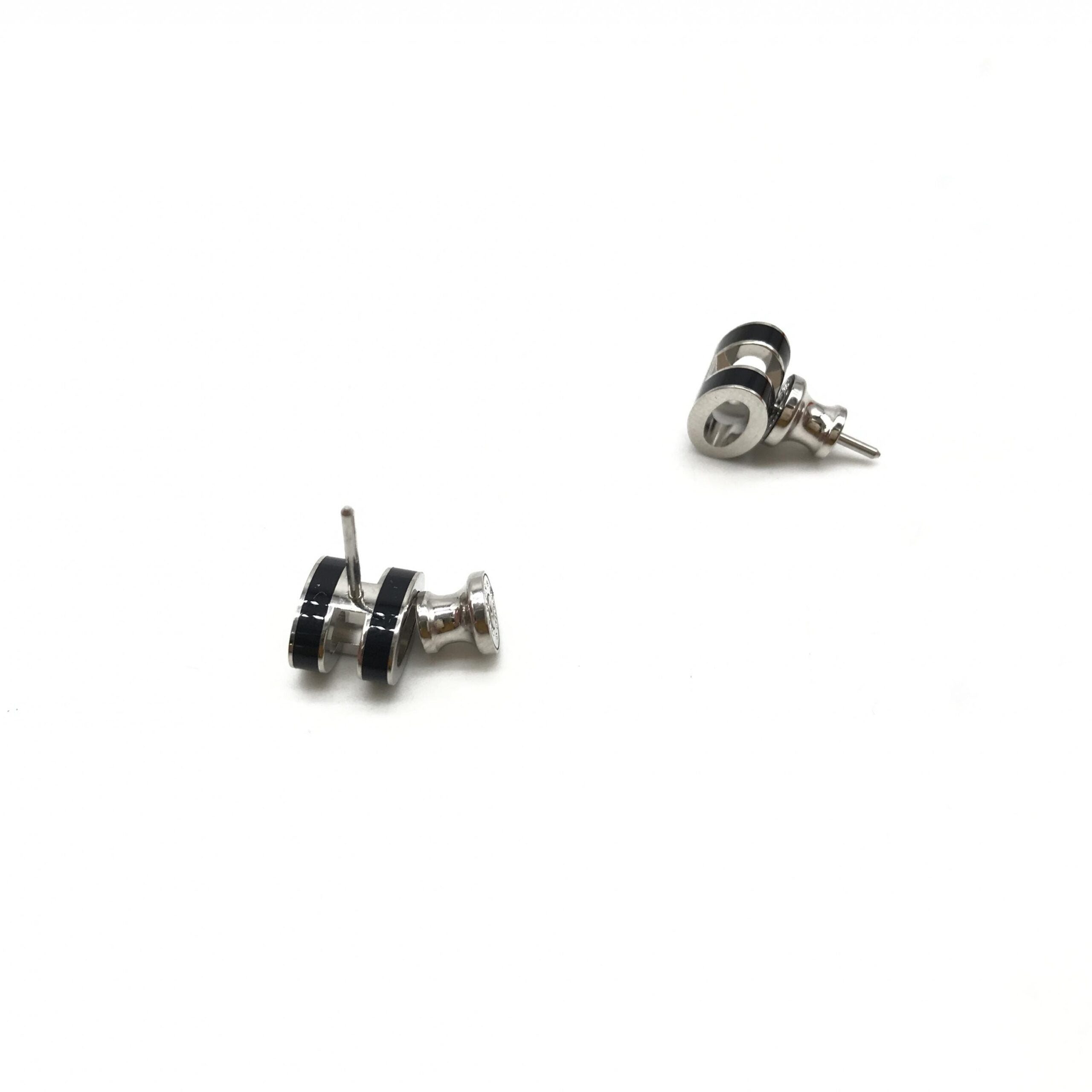 Mini Pop H Earrings In Black Enamel