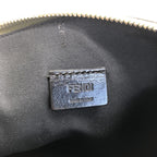 Moss Green Leather Clutch With Logo