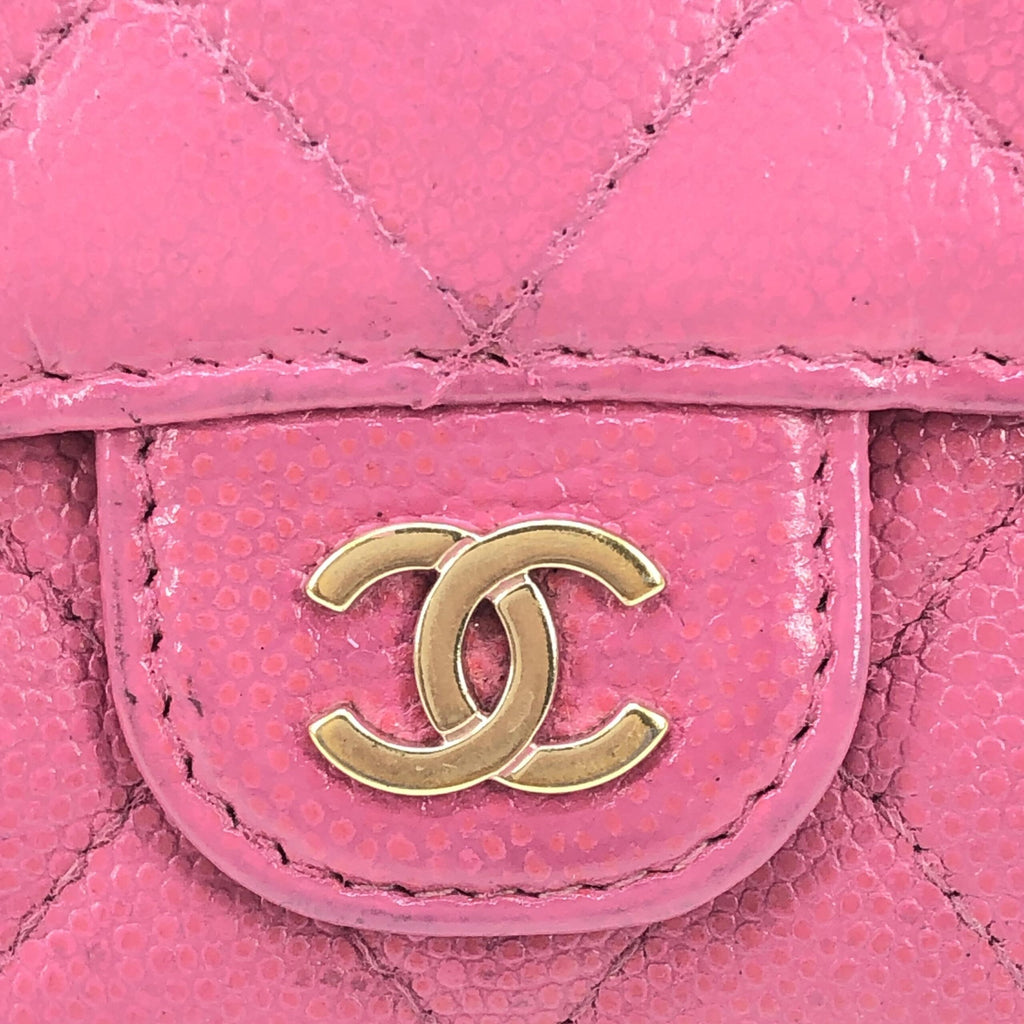 Pink Leather Quilted Flap Wallet