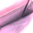 Pink Leather Quilted Flap Wallet