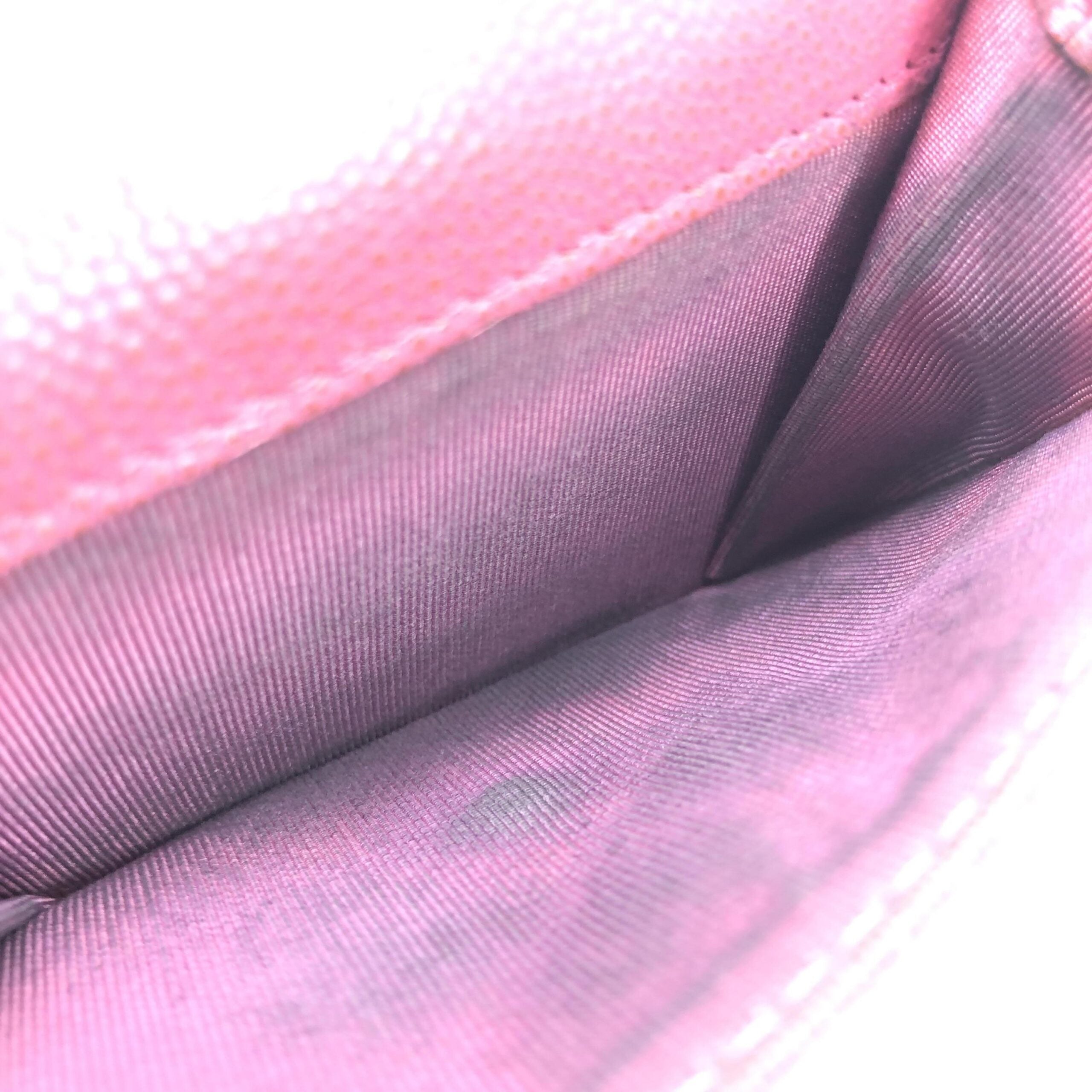 Pink Leather Quilted Flap Wallet