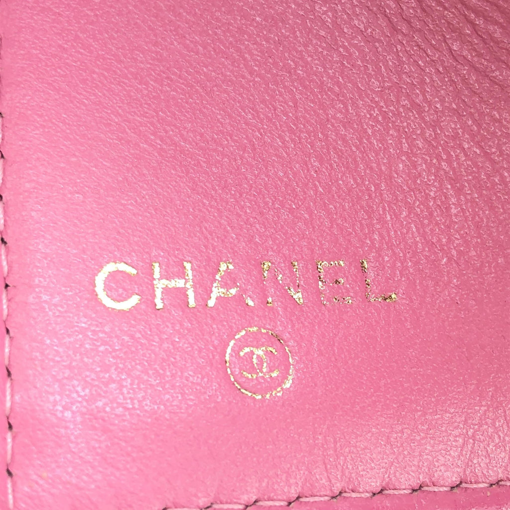 Pink Leather Quilted Flap Wallet