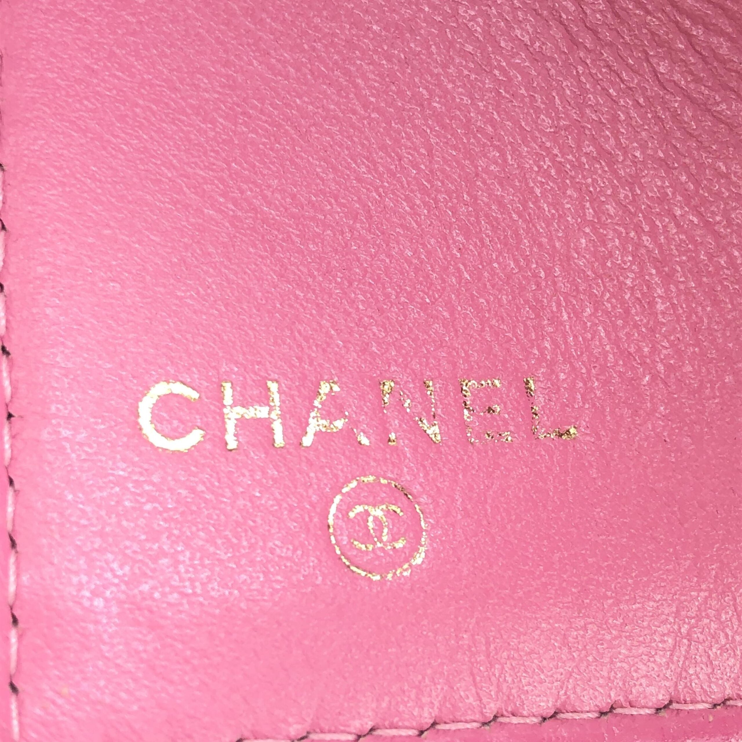 Pink Leather Quilted Flap Wallet