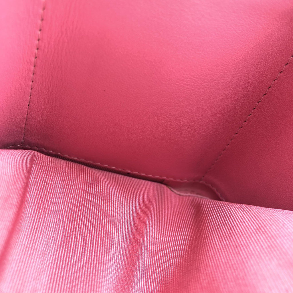 Pink Leather Quilted Flap Wallet