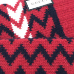 Red Zigzag Wool Knit Scarf