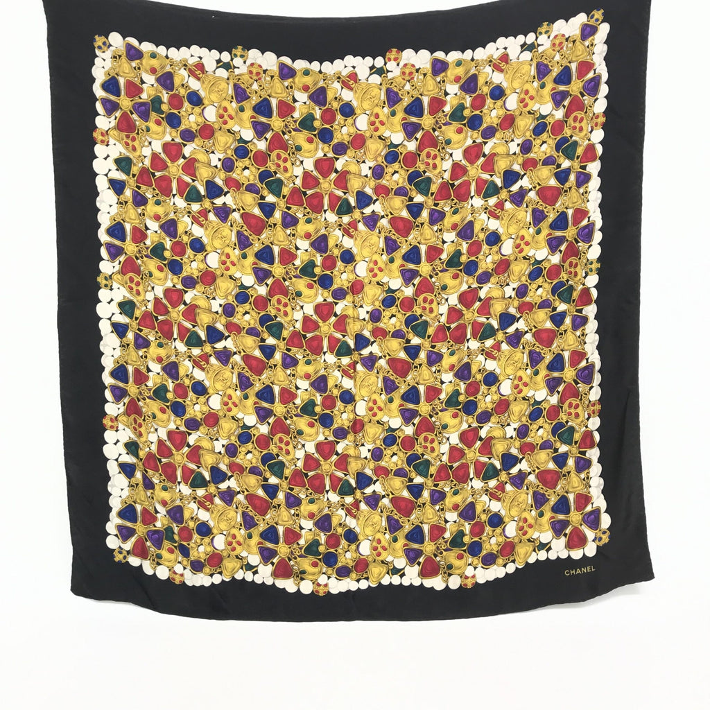 Silk Scarf With Vibrant Jewelry Print