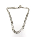 Silver Tone Curb Chain Link Necklace