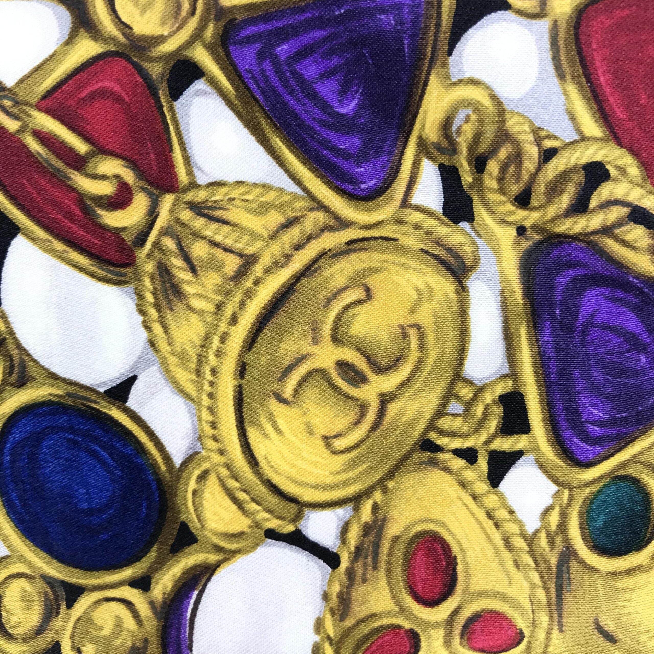 Silk Scarf With Vibrant Jewelry Print