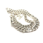 Silver Tone Curb Chain Link Necklace