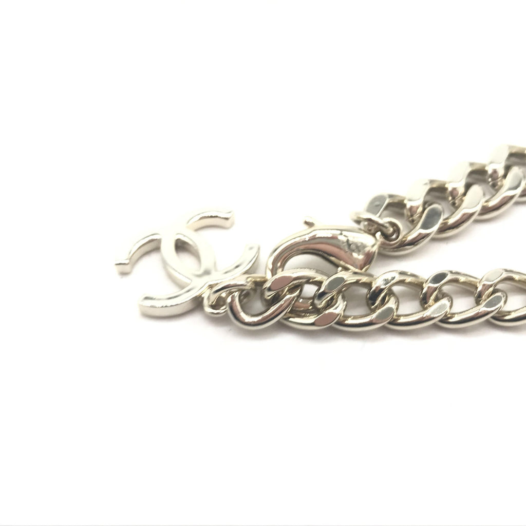 Silver Tone Curb Chain Link Necklace