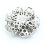 Silver Crystal Camellia Flower Brooch