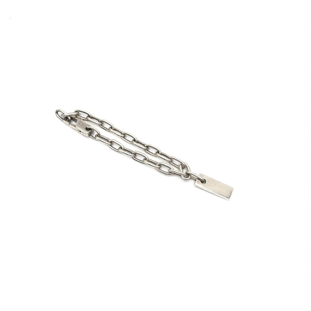 Sterling Silver Logo Plate Chain Bracelet