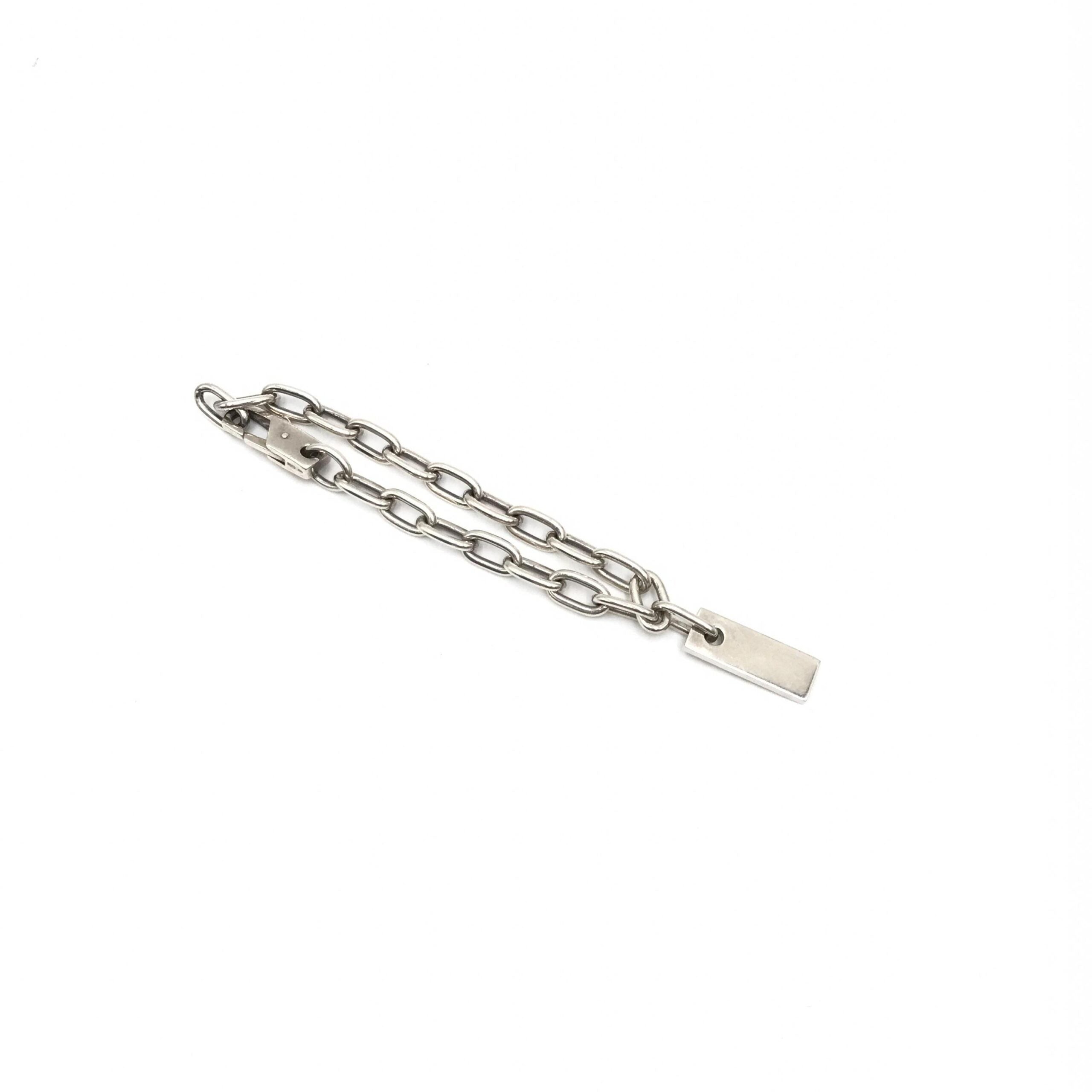 Sterling Silver Logo Plate Chain Bracelet