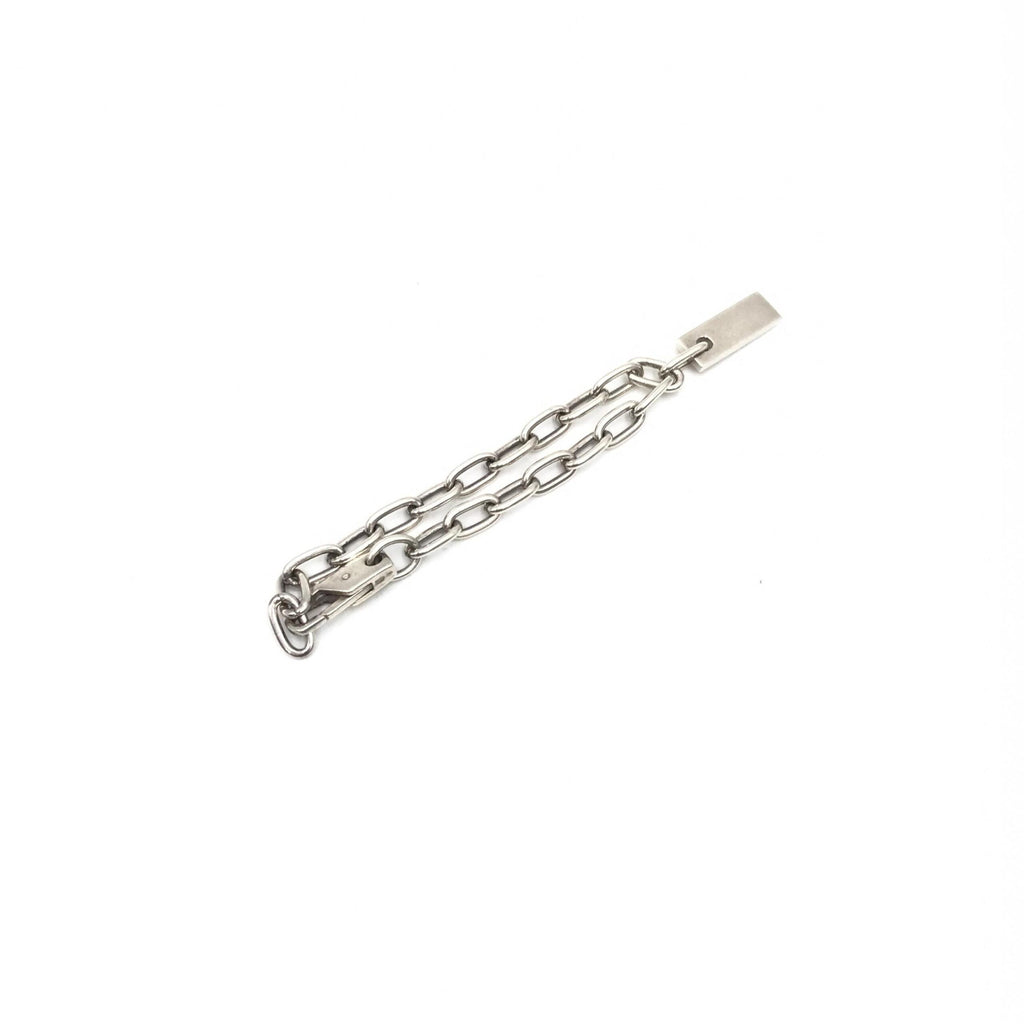 Sterling Silver Logo Plate Chain Bracelet
