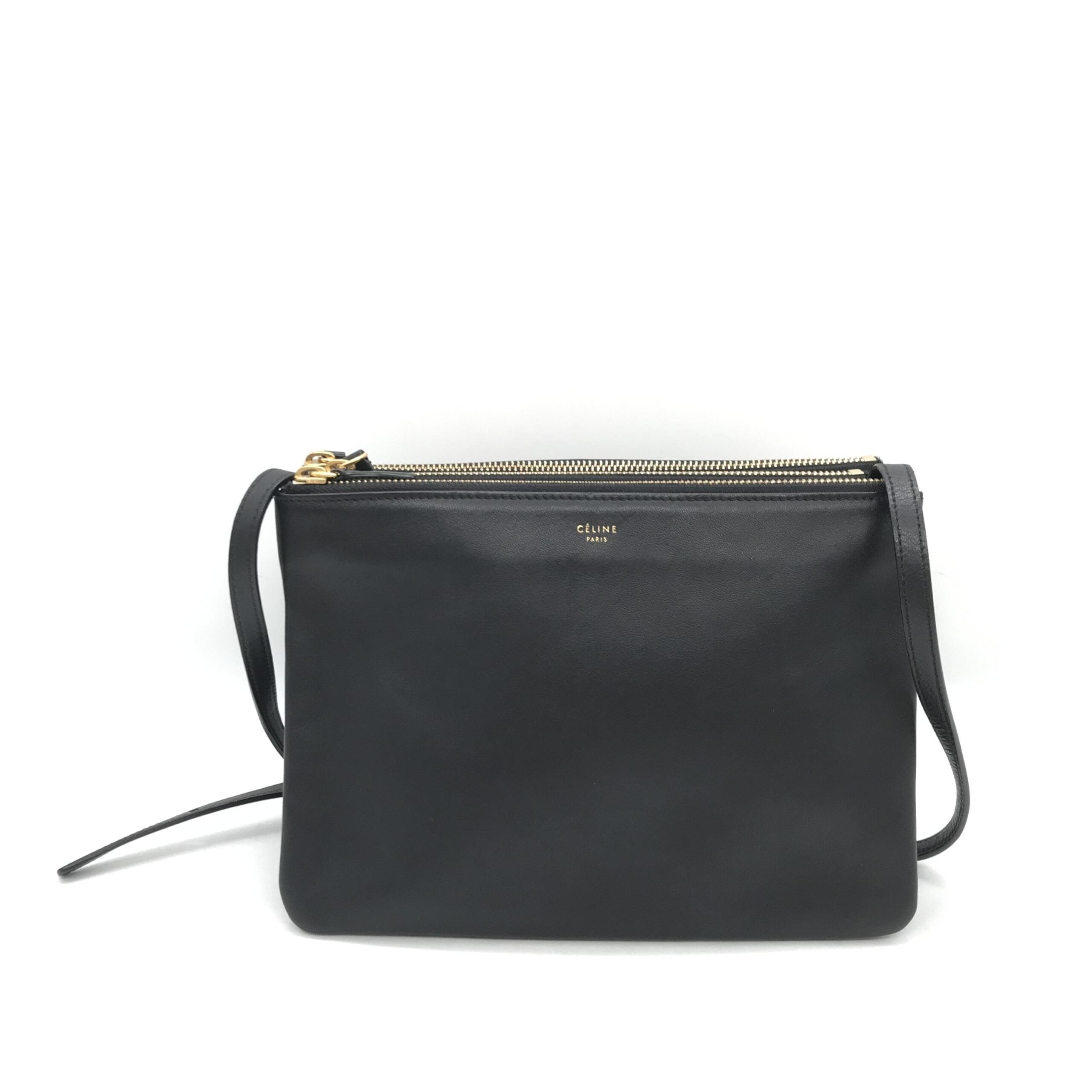 Trio Black Leather Shoulder Bag