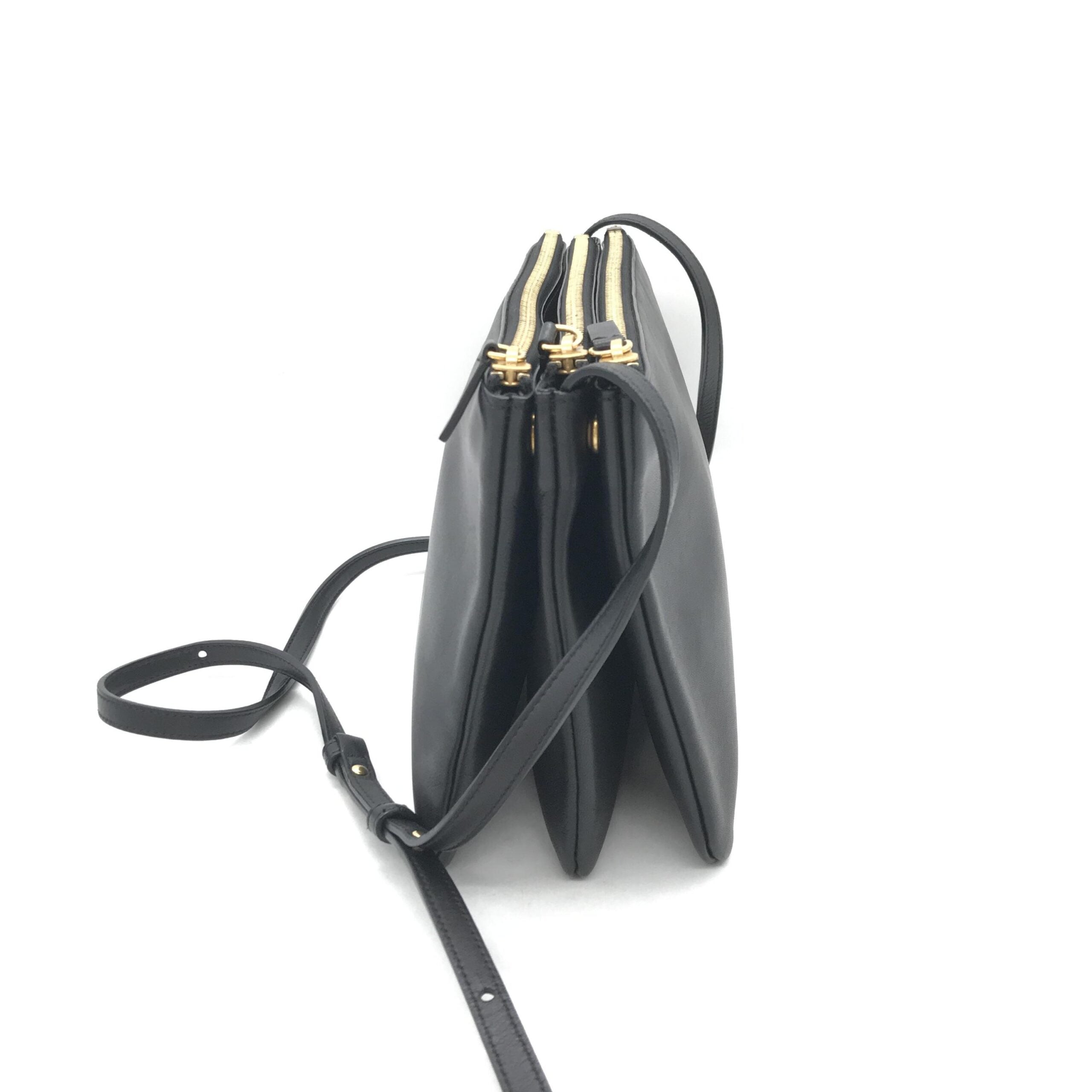 Trio Black Leather Shoulder Bag