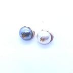 Gray And White Pearl Stud Earrings