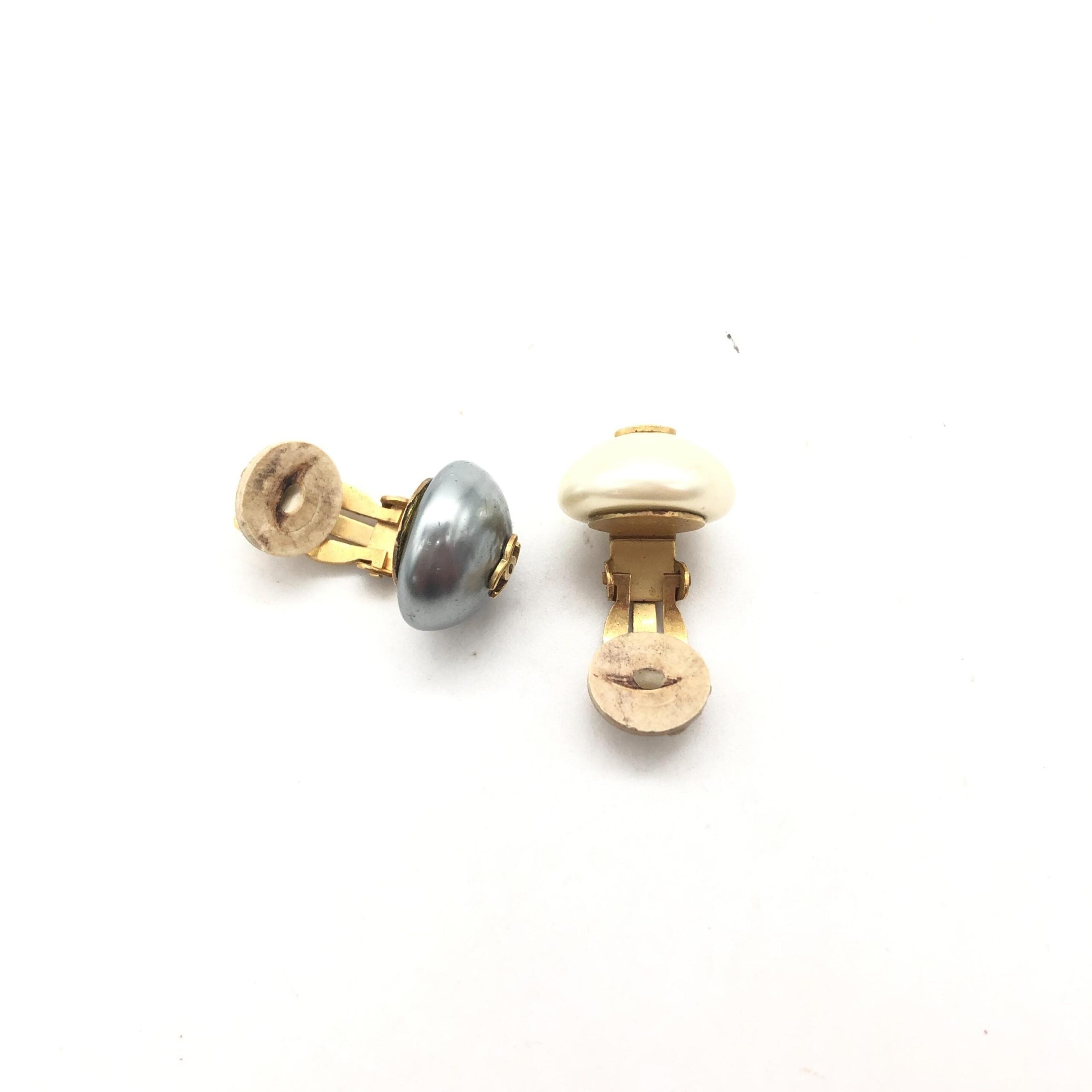 Gray And White Pearl Stud Earrings