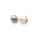 Gray And White Pearl Stud Earrings