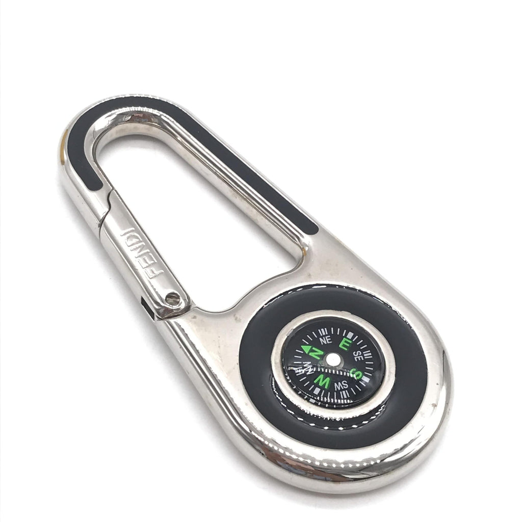Silver Metal Compass Charm Keychain