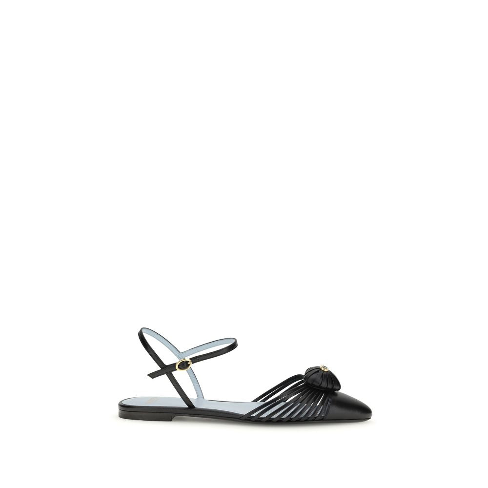 Black Goatskin Flat Sandals