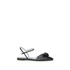 Black Goatskin Flat Sandals