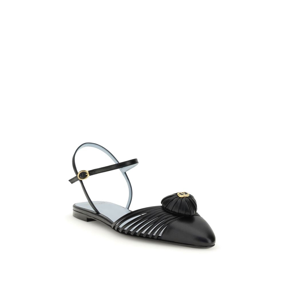 Black Goatskin Flat Sandals
