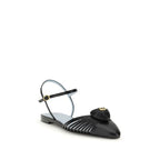 Black Goatskin Flat Sandals