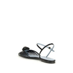Black Goatskin Flat Sandals