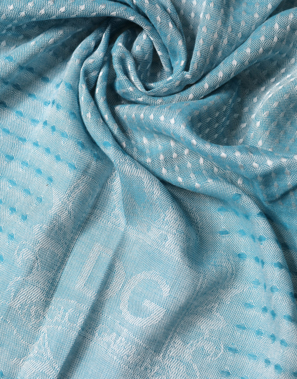 Light Blue Silk Blend Fringed Logo 185cm x 73.5cm Scarf