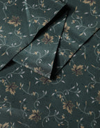 Green Silk Floral Pattern Fringed 135cm X 16cm  Scarf