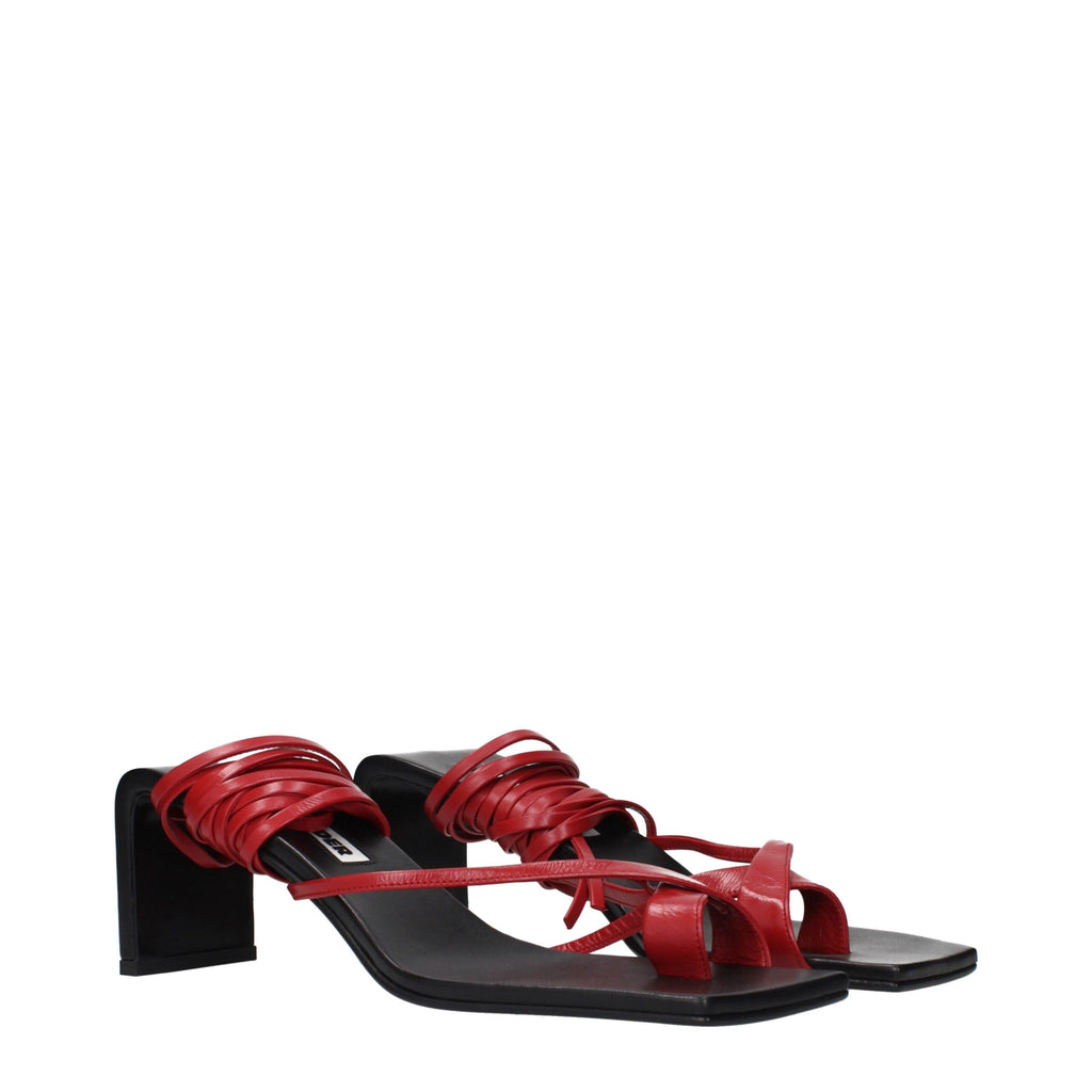 Red Leather Flip-Flop Sandals
