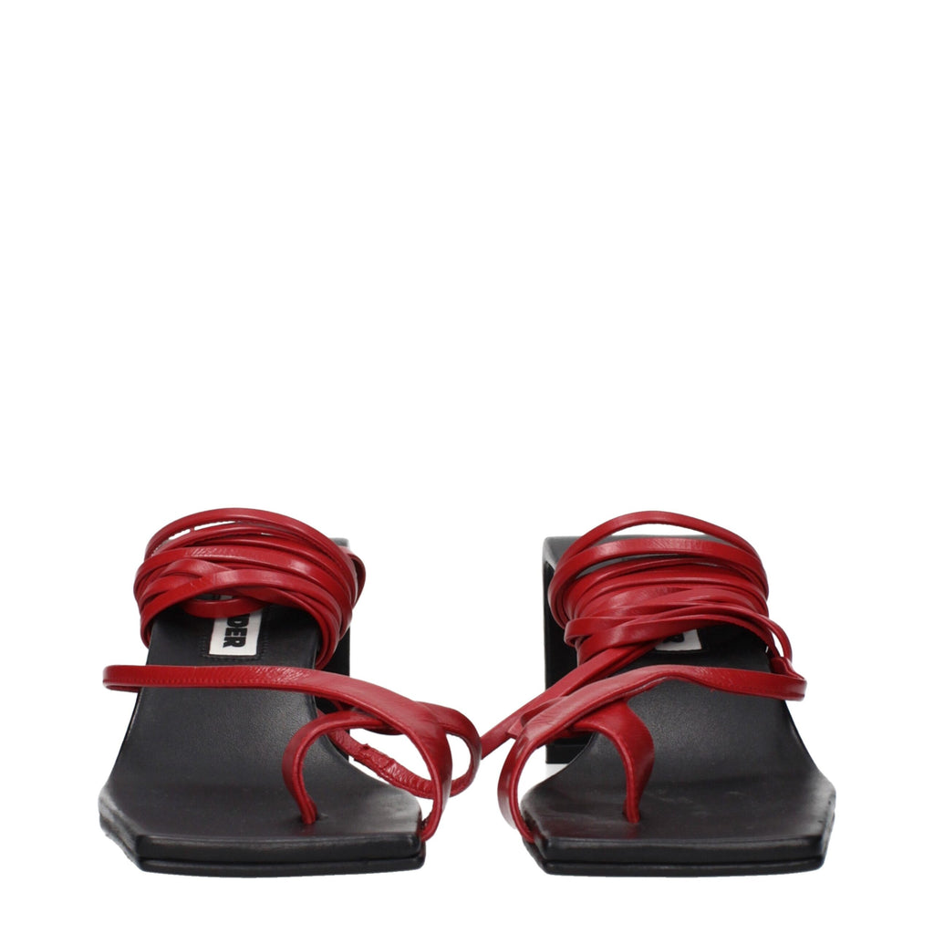 Red Leather Flip-Flop Sandals