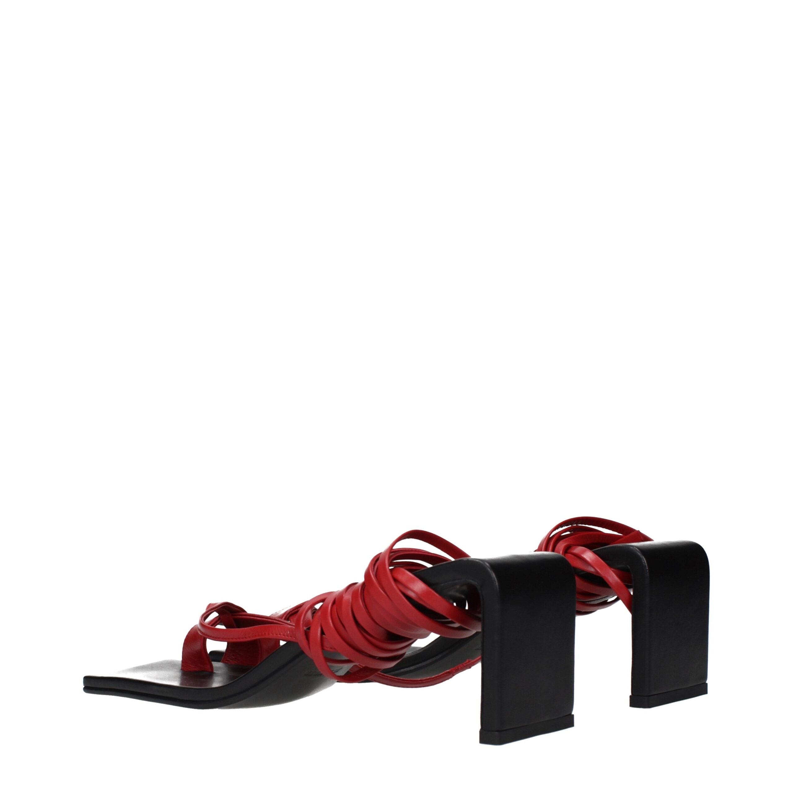 Red Leather Flip-Flop Sandals