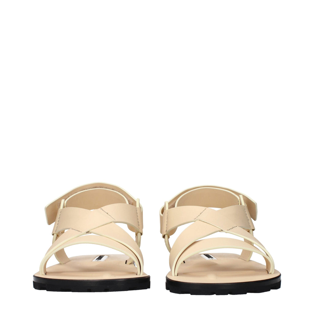 Beige Leather Strap-On Sandals